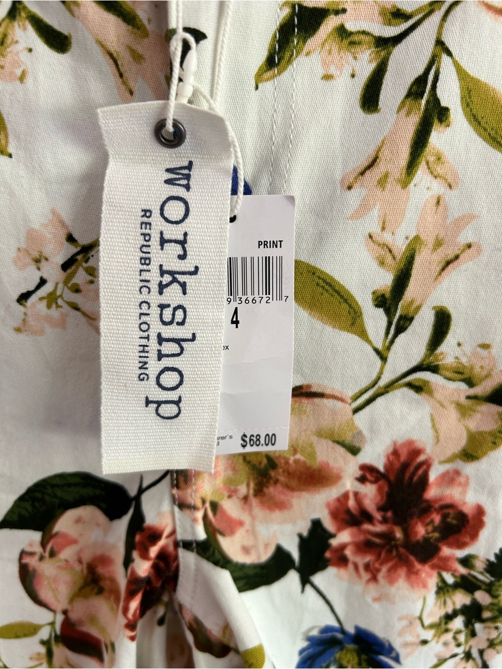 Workshop Republic Clothing White Floral Denim Cutoff Shorts New Sz 4 $68.00 - Picture 2 of 4
